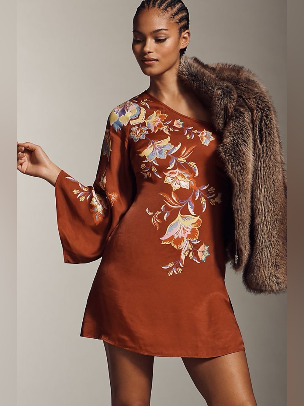 Anthropologie Farm Rio x Anthropologie One-Shoulder Mini Dress XS NWT
